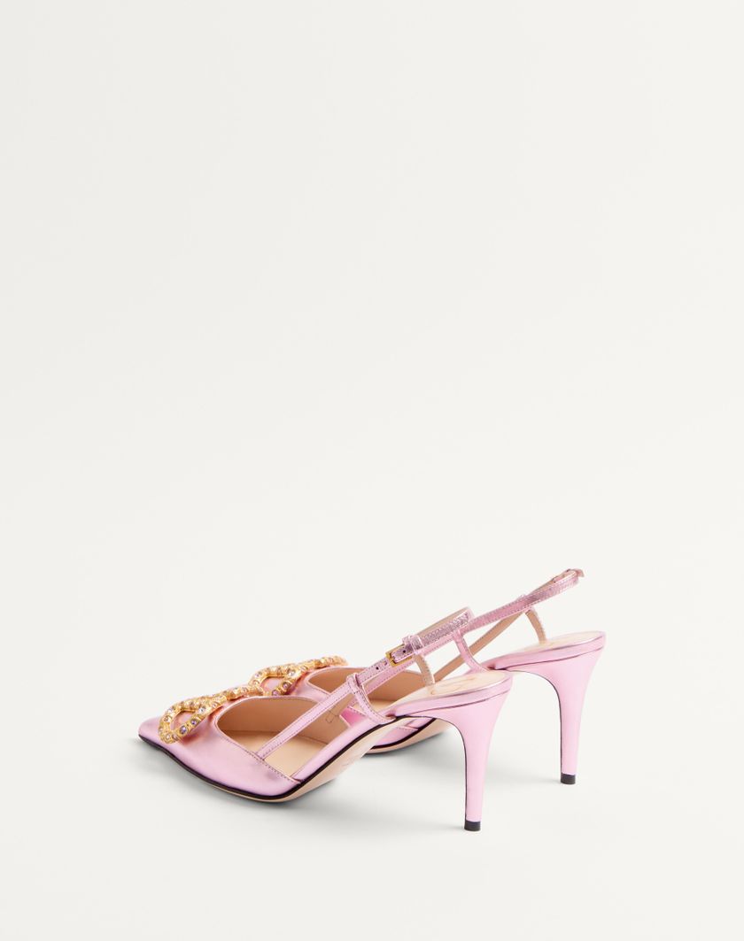 VLOGO SIGNATURE SLINGBACK PUMP IN LAMINATED NAPPA LEATHER 80MM - Image 2